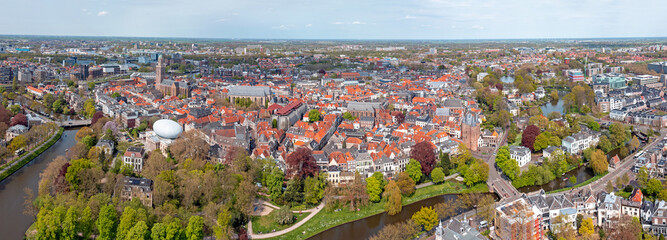 Aerial panorama from the city Zwolle in the Netherlands