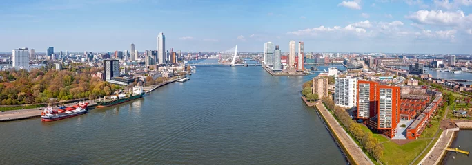 Fototapete Erasmusbrücke Aerial from the city Rotterdam with the Erasmus bridge in the Netherlands