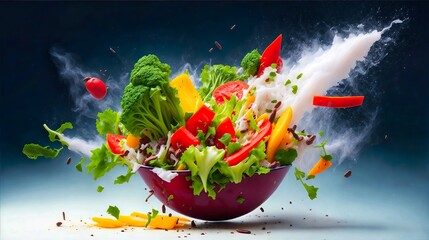 Salad vegetarian food, fresh and exploding. Generative AI