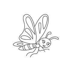 Bee coloring page for kids and adult illustration art