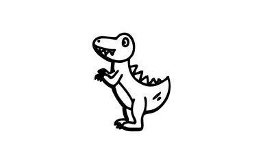 DYNOSAURUS Doodle art illustration with black and white style.