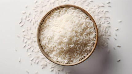 bowl of rice isolated on white background. generative ai