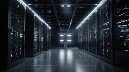 Fototapeta premium Data server center background, digital hosting, black space