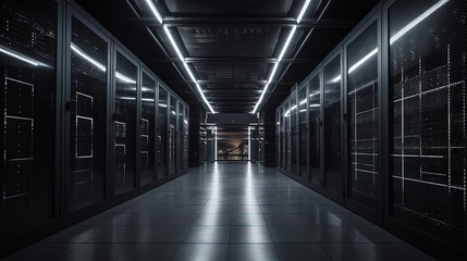 Fototapeta premium Data server center background, digital hosting, black space