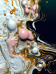 Amazing and elegant bright & colorful fluid liquid paint iphone, samsung, apple vertical wallpaper in a teal, blue & white abstract color scheme, painting (generative ai) 3d render
