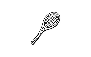 RACKET Doodle art illustration with black and white style.