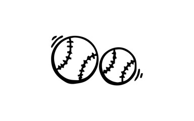 BASEBALL Doodle art illustration with black and white style.