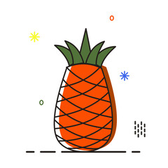 Orange tropical fruit. Vector fresh colorful pineapple.