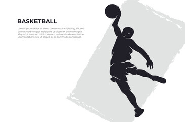 Fototapeta na wymiar silhouette basketball dunk