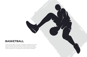 Fototapeta na wymiar silhouette basketball dunk