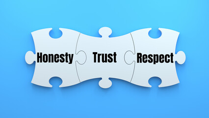 Honesty trust and respect puzzle - obrazy, fototapety, plakaty