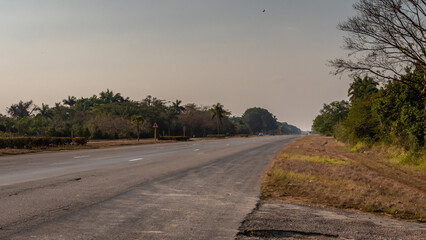A highway in Cuba between Trinidad and Havana