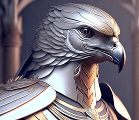 portrait of a armored eagle, created with Generative AI technology