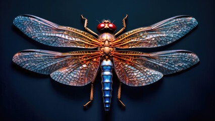 Fototapeta na wymiar dragonfly armored body macro shot close up, Generative AI