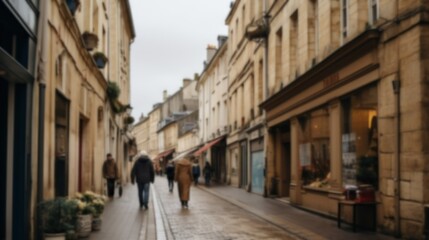 Fototapeta na wymiar Blurred Crowded Street of Paris, perfect for background or presentation. City architecture image, blur. Generative AI illustration.