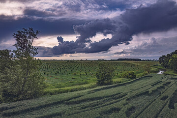 Stormy Clouds Over Lush Fields in Northern Italy