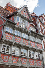 Obraz premium In den Gassen von Quedlinburg im Harz, Deutschland 