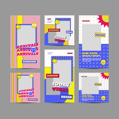 Modern fashion sale social media post templates with 90's style