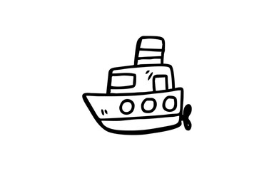 SHIP Doodle art illustration with black and white style.