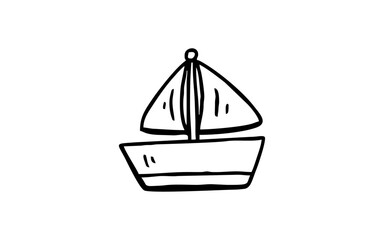 SHIP Doodle art illustration with black and white style.