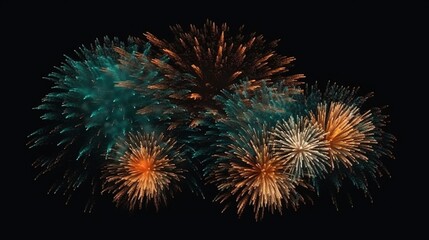 Naklejka na ściany i meble a bunch of fireworks are lit up in the night sky. generative ai