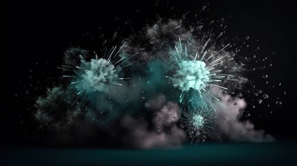  a green and white firework with smoke coming out of it.  generative ai