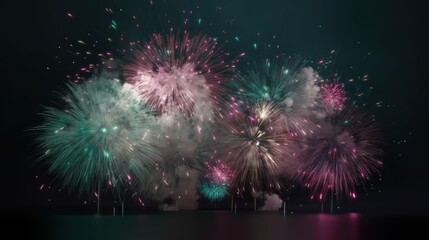  a bunch of fireworks are lit up in the night sky.  generative ai