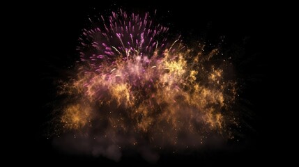  a colorful fireworks is lit up in the night sky with a black background.  generative ai