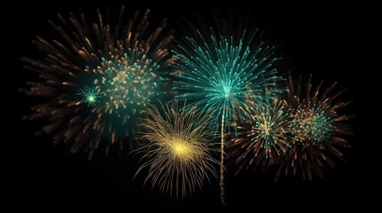  a group of fireworks that are in the dark night sky.  generative ai