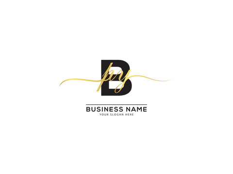 Stylish BPY Signature Letter Logo, Luxury bpy pby Typography Logo Design white background