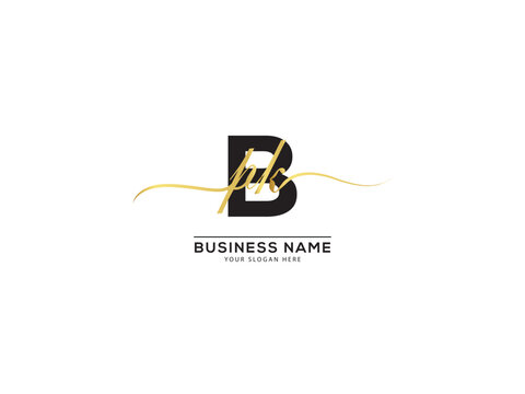 Stylish BPK Signature Letter Logo, Luxury bpk pbk Typography Logo Design white background