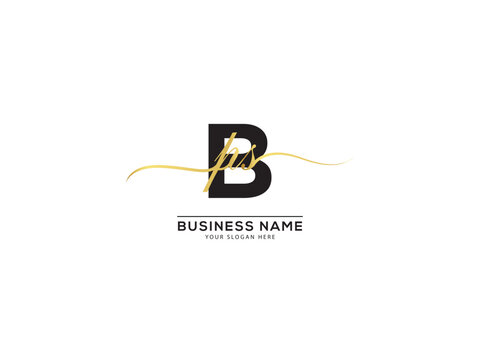 Stylish BPS Signature Letter Logo, Luxury bps pbs Typography Logo Design white background