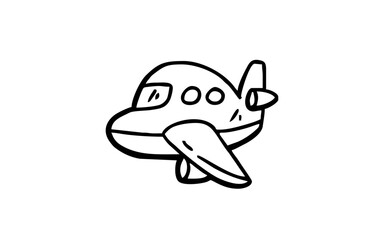 PLANE Doodle art illustration with black and white style.