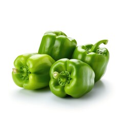 Obraz na płótnie Canvas Green Bell Peppers isolated on white background (generative AI)