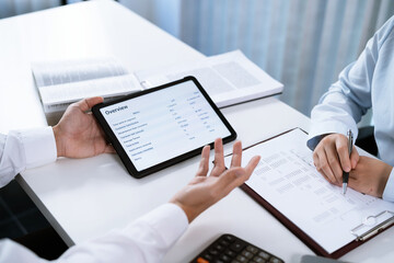 Fototapeta premium Business People Meeting Design Ideas professional investor working new start up project. businessman and businesswoman working together meeting concept.