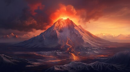 Dusk see of the well of magma. AI Generated