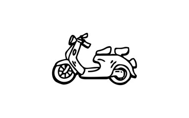 Obraz premium MOTOR CYCLE Doodle art illustration with black and white style.