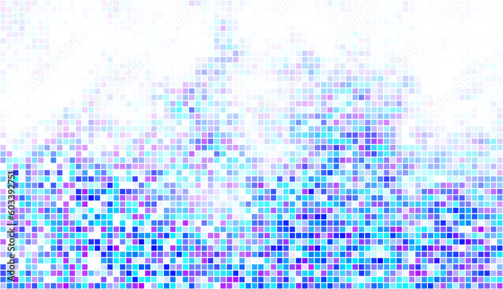 Poster abstract blue and white bottom mosaic with white copy space.