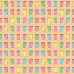 Vector abstract coffee cups repeating pattern background.