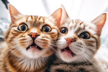 Happy Cats on isolate background, Generative AI