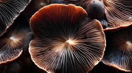 Closeup of portabella mushroom gills. AI Generated