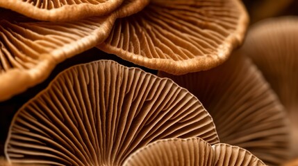 Closeup of portabella mushroom gills. AI Generated