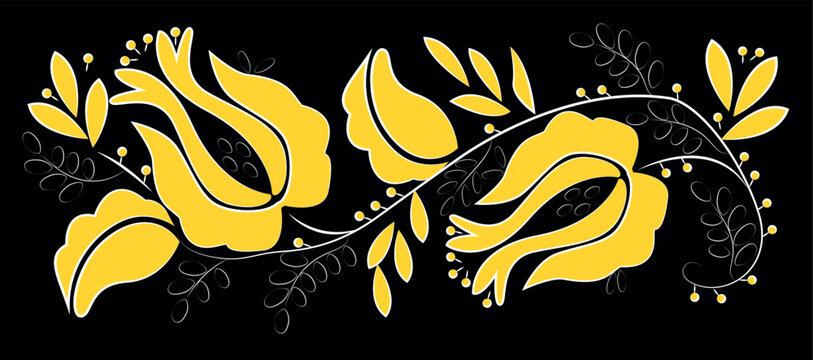  Crimean Tatar ornament, oriental ornament, gold ornament on a black background