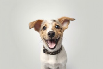Happy puppy dog smiling on isolated  background, Generative AI