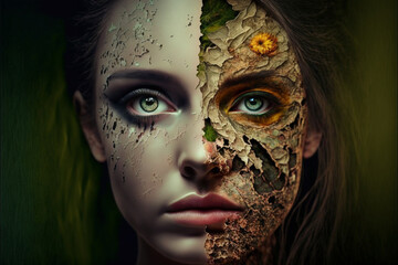 Dreamlike people, art of creative darkness, complex reality behind the picture, Generative AI