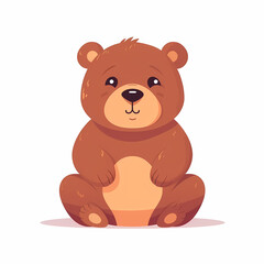 Obraz na płótnie Canvas Simple Cute Bear Flat Color. Generative AI