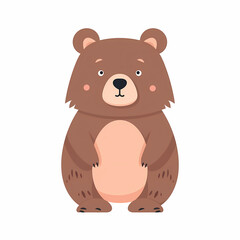 Obraz na płótnie Canvas Simple Cute Bear Flat Color. Generative AI