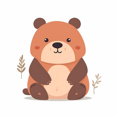 Simple Cute Bear Flat Color. Generative AI