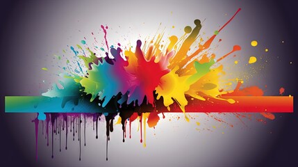 Fototapeta na wymiar a colorful splash of paint on a gray background with a black border. generative ai