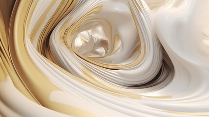  an abstract image of white and gold swirls and curves.  generative ai